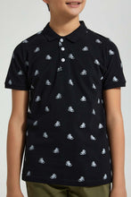 تنزيل الصورة على معرض الصور، Redtag-Black-Sneakers-Aop-Aop-Polo-Polo-Shirts-Senior-Boys-9 to 14 Years