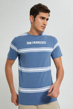 Load image into Gallery viewer, Redtag-Blue-Striper-T-Shirt-Striped-Men's-