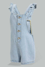 تنزيل الصورة على معرض الصور، Redtag-Pink-Denim-Light-Wash-Dungree-Jumpsuits-Infant-Girls-3 to 24 Months