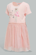 تنزيل الصورة على معرض الصور، Redtag-Pink-Placement-Print-Mesh-Dress-Dresses-Infant-Girls-3 to 24 Months