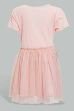 تنزيل الصورة على معرض الصور، Redtag-Pink-Placement-Print-Mesh-Dress-Dresses-Infant-Girls-3 to 24 Months