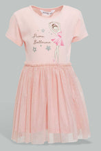 تنزيل الصورة على معرض الصور، Redtag-Pink-Placement-Print-Mesh-Dress-Dresses-Infant-Girls-3 to 24 Months