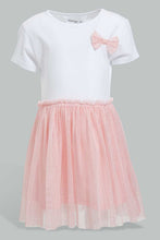 تنزيل الصورة على معرض الصور، Redtag-White--Printed-Mesh-Dress-Dresses-Infant-Girls-3 to 24 Months