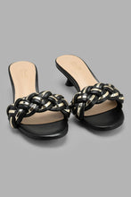 Load image into Gallery viewer, Redtag-Black-Mule-With-Gold-Plait-Mules-Women's-