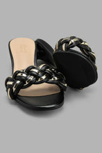 Load image into Gallery viewer, Redtag-Black-Mule-With-Gold-Plait-Mules-Women's-