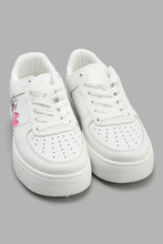 Load image into Gallery viewer, Redtag-White-Trainer-With-Heart-Print-Chunky-Women's-