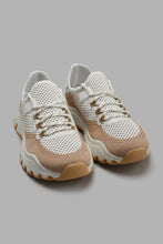 تنزيل الصورة على معرض الصور، Redtag-White-&-Camel-Mesh-Chunky-Sneaker-Chunky-Women's-