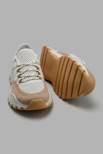تنزيل الصورة على معرض الصور، Redtag-White-&-Camel-Mesh-Chunky-Sneaker-Chunky-Women's-