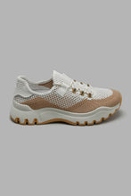 تنزيل الصورة على معرض الصور، Redtag-White-&-Camel-Mesh-Chunky-Sneaker-Chunky-Women's-