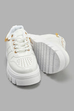 Load image into Gallery viewer, Redtag-White-Chain-Trim-Sneaker-Chunky-Women's-
