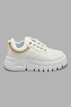 Load image into Gallery viewer, Redtag-White-Chain-Trim-Sneaker-Chunky-Women's-