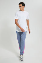 Load image into Gallery viewer, Redtag-White-Long-Length-Scoop-Heim-T-Shirt-Graphic-Prints-Men's-
