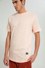 Load image into Gallery viewer, Redtag-Pink-Long-Length-Scoop-Heim-T-Shirt-Graphic-Prints-Men's-