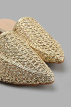 Load image into Gallery viewer, Redtag-Gold-Strappy-Mule-Mules-Women's-