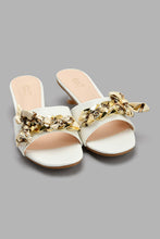 Load image into Gallery viewer, Redtag-White-Chain-Trim-Mule-Mules-Women's-