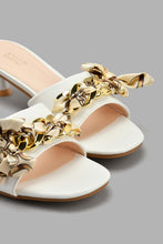 Load image into Gallery viewer, Redtag-White-Chain-Trim-Mule-Mules-Women's-