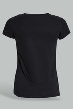 Load image into Gallery viewer, Redtag-Black-Graphic-T-Shirt-Cropped-Tops-Senior-Girls-9 to 14 Years