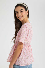 Load image into Gallery viewer, Redtag-Floral-Peplum-Top-Blouses-Senior-Girls-9 to 14 Years