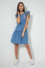 Load image into Gallery viewer, Redtag-Dk-Wash-Embroidered-Denim-Dress-Dresses-Senior-Girls-9 to 14 Years