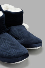 Load image into Gallery viewer, Redtag-Navy-Booty-Slipper-With-Pom-Pom-Slippers-Women's-