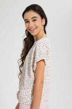 تنزيل الصورة على معرض الصور، Redtag-White-Ditsy-Print-Extended-Front-Tie-Jacquard-Top-All-Over-Prints-Senior-Girls-9 to 14 Years