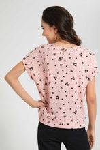 تنزيل الصورة على معرض الصور، Redtag-Pink-Floral-Extended-Front-Tie-Jacquard-Top-All-Over-Prints-Senior-Girls-9 to 14 Years