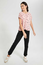 تنزيل الصورة على معرض الصور، Redtag-Pink-Floral-Extended-Front-Tie-Jacquard-Top-All-Over-Prints-Senior-Girls-9 to 14 Years