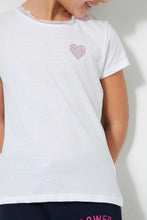 Load image into Gallery viewer, Redtag-White-Lace-Neck-Plain-T-Shirt-Plain-Girls-2 to 8 Years