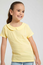 تنزيل الصورة على معرض الصور، Redtag-Yellow-Collar-Plain-Tee-Blouses-Girls-2 to 8 Years