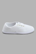 تنزيل الصورة على معرض الصور، Redtag-White-Plimsol-With-Gold-Eyelets-Lace-Up-Shoes-Women's-