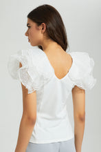 تنزيل الصورة على معرض الصور، Redtag-White-Ruffle-Neck-And-Sleeve-Top-Tops-Women's-