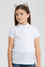 Load image into Gallery viewer, Redtag-White-Aop-Polo-Tee-Category:T-Shirts,-Colour:White,-Filter:Girls-(2-to-8-Yrs),-GIR-T-Shirts,-New-In,-New-In-GIR-APL,-Non-Sale,-S22B,-Section:Kidswear,-TBL-Girls-