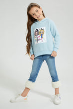 Load image into Gallery viewer, Redtag-Blue-Fur-Hooded-Sweatshirt-Sweatshirts-Girls-2 to 8 Years