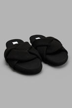 Load image into Gallery viewer, Redtag-Black-Waffle-Knot-Slipper-Slippers-Women's-