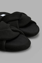 Load image into Gallery viewer, Redtag-Black-Waffle-Knot-Slipper-Slippers-Women's-