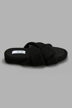Load image into Gallery viewer, Redtag-Black-Waffle-Knot-Slipper-Slippers-Women's-