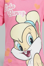 تنزيل الصورة على معرض الصور، Redtag-Fuchsia-Lola-Bunny-Printed-T-Shirt-All-Over-Prints-Infant-Girls-3 to 24 Months
