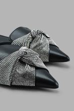 Load image into Gallery viewer, Redtag-Black-Knot-Diamante-Closed-Toe-Mules-Women's-