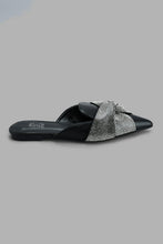 Load image into Gallery viewer, Redtag-Black-Knot-Diamante-Closed-Toe-Mules-Women's-