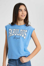 تنزيل الصورة على معرض الصور، Redtag-Blue-Shortsleeve-Top-Cropped-Tops-Senior-Girls-9 to 14 Years