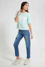 تنزيل الصورة على معرض الصور، Redtag-Mint-Extended-Sleeve-Top-Cropped-Tops-Senior-Girls-9 to 14 Years