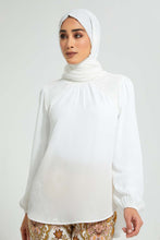 Load image into Gallery viewer, Redtag-Ivory-Hi-Ruffle-Neck-Blouse-With-Pleated-Shoulder-And-Lace-Details-Blouses-Women's-