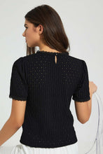 تنزيل الصورة على معرض الصور، Redtag-Black-Textured-Top-Tops-Women's-