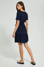 Load image into Gallery viewer, Redtag-Navy-Wrap-Skater-Dress-Dresses-Women's-