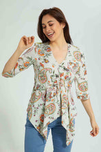 Load image into Gallery viewer, Redtag-Placement-Paisley-Print-Asymmetric-Blouse-Blouses-Women's-