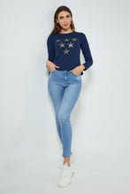 تنزيل الصورة على معرض الصور، Redtag-Navy-Longsleeve-With-Star-Studs-Long-Sleeves-Women's-