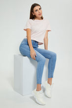 تنزيل الصورة على معرض الصور، Redtag-Pink-Shortsleeve-Crop-Top-With-Studs-All-Over-Graphic-Prints-Women's-