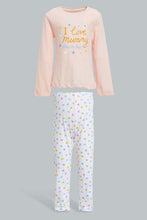 تنزيل الصورة على معرض الصور، Redtag-Pink-Heart-Printed-Pyjama-Set-Pyjama-Sets-Infant-Girls-3 to 24 Months