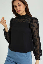 Load image into Gallery viewer, Redtag-White-Jacquard-Yoke-&-Sleeve-Detail-Blouse-Blouses-Women's-