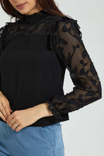 Load image into Gallery viewer, Redtag-White-Jacquard-Yoke-&-Sleeve-Detail-Blouse-Blouses-Women's-